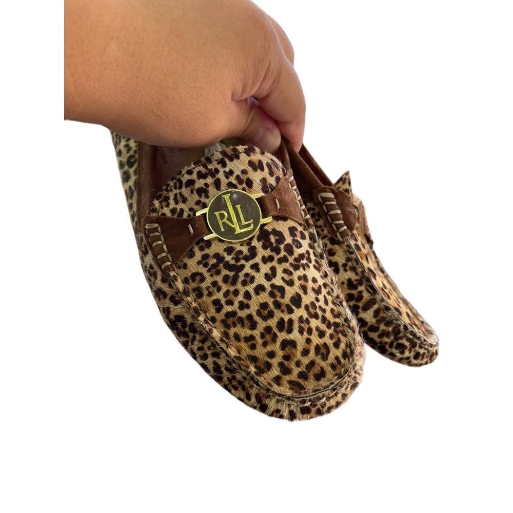 Lauren Ralph Lauren Carley II Leopard Driving Shoes Hair Calf Size 8B